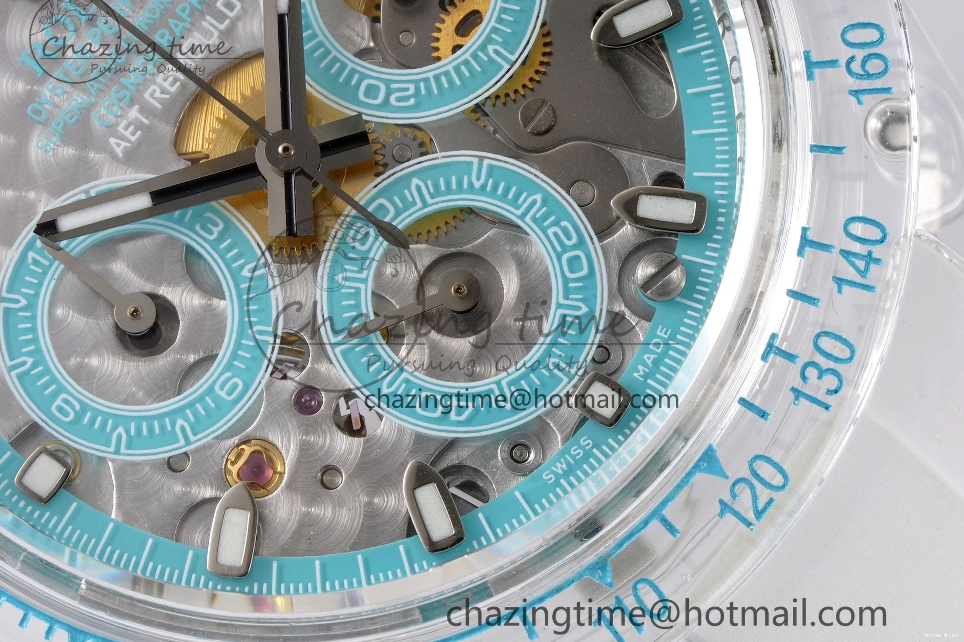 1221 Daytona Transparent IPK Best Edition Transparent Blue Dial on White Rubber Strap SA HighQuality 1969
